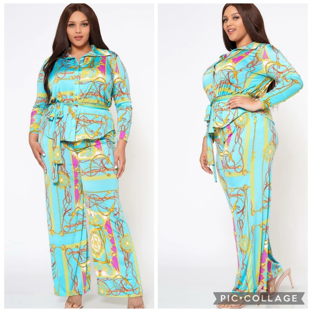 Stylish Multicolor Women's Two Piece Pants Set